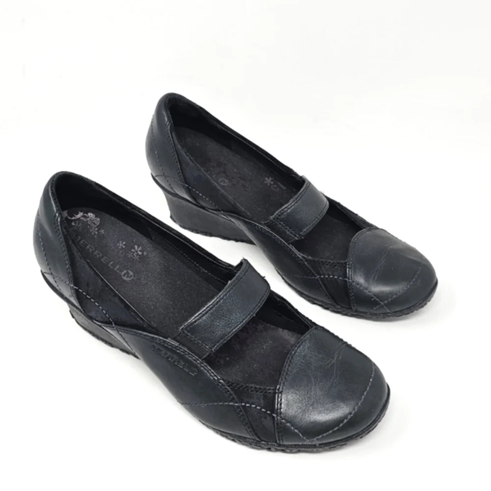 Merrell Orchid Black Leather Mary Janes Womens Size 7 Performance Comfort‎ Shoes